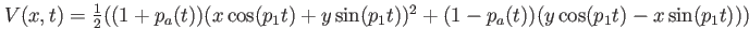 $ V(x,t)=\frac12 ((1+p_a(t))(x \cos(p_1 t) + y\sin(p_1 t))^2 + (1-p_a(t))(y \cos(p_1 t) - x \sin(p_1 t)))$